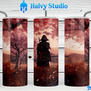 Samurai Cherry Orchard #0177 Sublimationsdesign für 15 Unzen, 20 Unzen gerade, 20 Unzen konisch und 30 Unzen Skinny Becher, digitaler Download