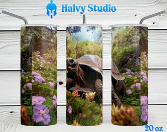Galapagos Tortoise #0137 sublimation design for 15oz, 20oz straight, 20oz tapered, and 30oz Skinny Tumblers, Digital Download