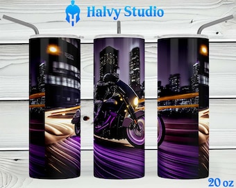 Motorcycle, Neon, Purple, Fast #0012 sublimation design for 15oz, 20oz straight, 20oz tapered, and 30oz Skinny Tumblers, Digital Download