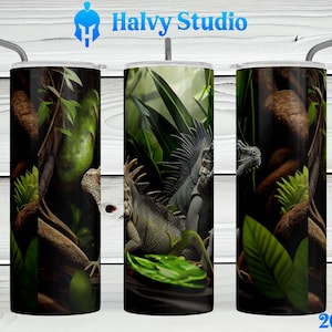 Iguanas #0084 sublimation design for 15oz, 20oz straight, 20oz tapered, and 30oz Skinny Tumblers, Digital Download