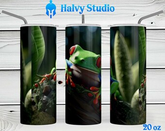 Red-Eyed Tree Frog #0144 sublimation design for 15oz, 20oz straight, 20oz tapered, and 30oz Skinny Tumblers, Digital Download