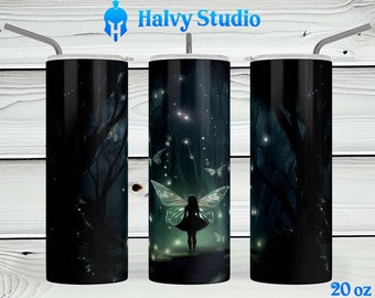 Forest, Fairy, fireflies #0011 sublimation design for 15oz, 20oz straight, 20oz tapered, and 30oz Skinny Tumblers, Digital Download