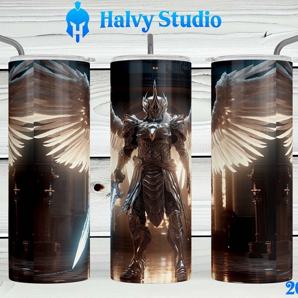 Angel Warrior #0093 sublimation design for 15oz, 20oz straight, 20oz tapered, and 30oz Skinny Tumblers, Digital Download