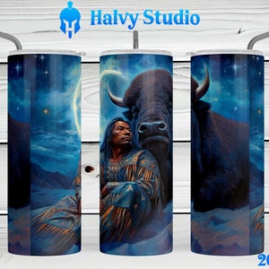 Lakota Bison #0139 sublimation design for 15oz, 20oz straight, 20oz tapered, and 30oz Skinny Tumblers, Digital Download