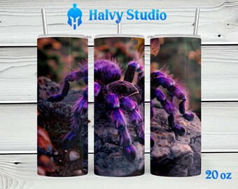 Colombian Purple Bloom Tarantula #0209 sublimation design for 15oz, 20oz straight, 20oz tapered, and 30oz Skinny Tumblers, Digital Download