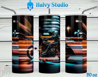 Motorfiets, Neon, Snel, #0014 sublimatieontwerp voor 15oz, 20oz recht, 20oz taps toelopend en 30oz Skinny Tumblers, Digitale Download