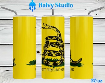 Don&#39;t Tread on Me #0204 sublimation design for 15oz, 20oz straight, 20oz tapered, and 30oz Skinny Tumblers, Digital Download, original art