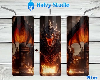 Dragon #0091 sublimatieontwerp voor 15oz, 20oz rechte, 20oz taps toelopende en 30oz magere bekers, digitale download