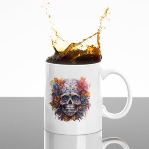 Dia de los Muertos Sugar Skull 11oz Coffee Mug Day of the Dead Gift for Family Colorful Sugar Skull Mexican Art Ceramic Mug Gift for Friends