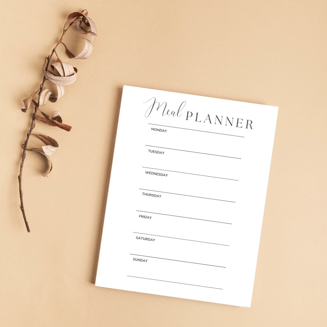 Simple Clean Weekly Meal Planner List Minimalistic Design Neutral, Boho ...