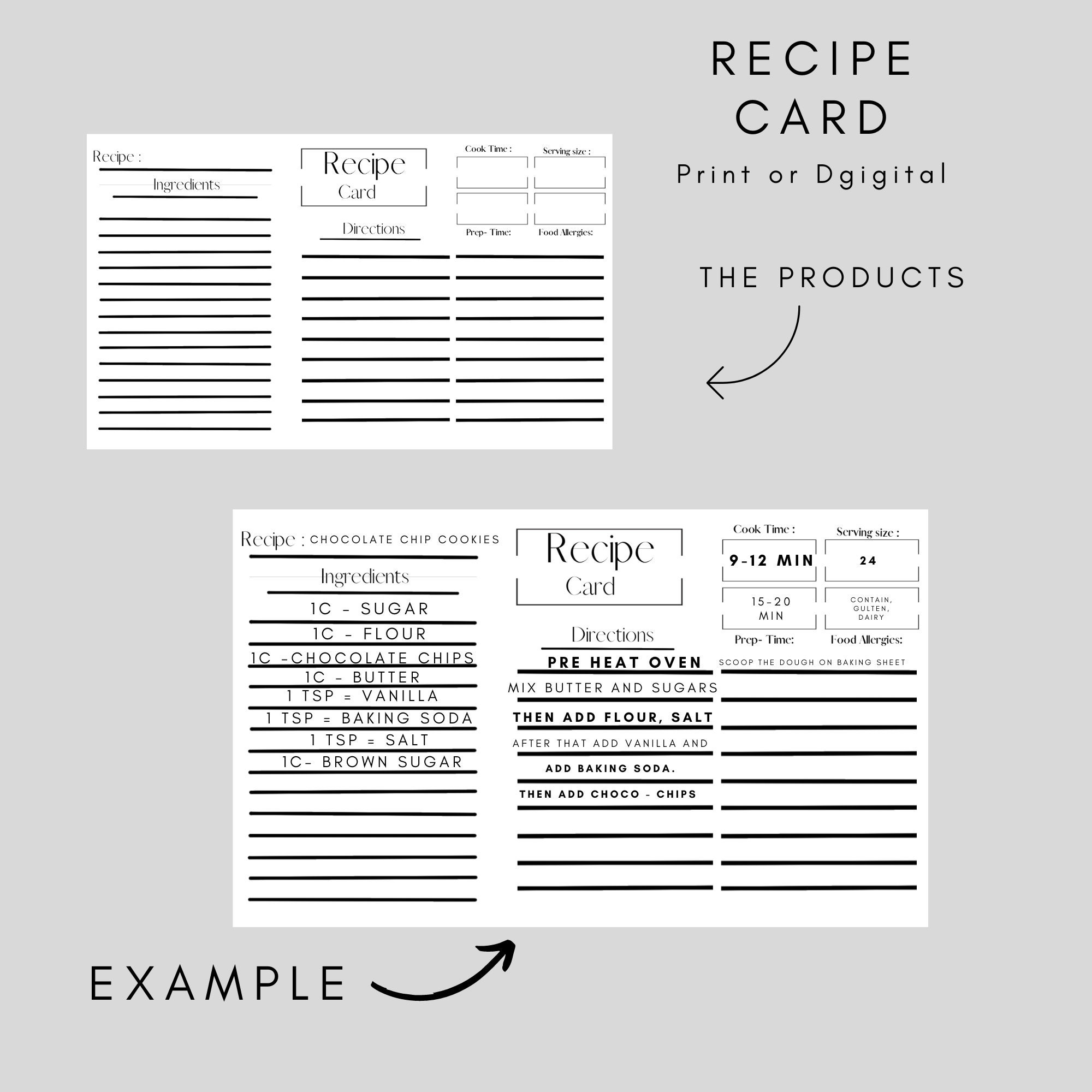 Printable Recipe Cards - Etsy