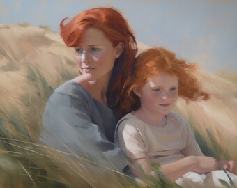 Original Art, Mother and Daughter, By the Sea, Open Edition Canvas