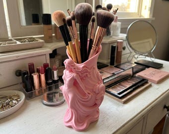 Art Nouveau Goddess Vanity Organizer, Makeup Brush Holder, Sculptural Pen Cup, Goddess Vase