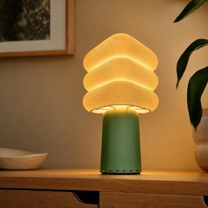 Triangulär retro korglampa, bordslampa i 70-talsstil, geometrisk lampskärm, E27-sockel