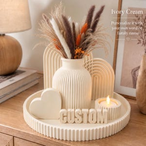 Set di decorazioni Japandi con candela a LED, 7 pezzi di decorazioni moderne per la casa, set minimalista con vassoio e vaso, decorazioni scandinave, regalo per l'inaugurazione della casa