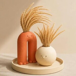 Cute Human Vase – 3D Printed Face Planter, Modern Sculptural Home Decor, Dried Flower Vase, Minimalist Gift