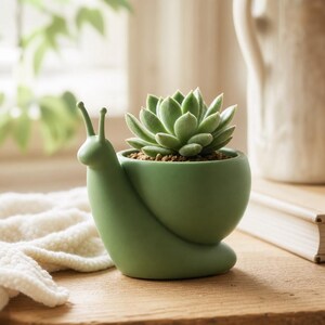 Cute Snail Planter Vase, Animal Pot, Succulent Holder, Desk Decor