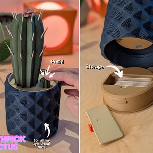 Toothpick Cactus for Cylindrical Pots, Kitchen Toothpick Holder, Tabletop Organizer