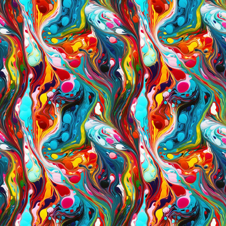50 Liquid Paint Seamless Patterns, Colorful Abstract Digital Tiles ...