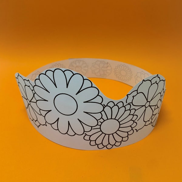 flower paper crown template - paper crown - headband - printable - kids craft - costume - activity - coloring - Instant download - flowers