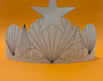 modello corona da sirena - corona di carta - fascia per capelli - stampabile - lavoretto per bambini - costume - attività - colorazione - download immediato - sirena