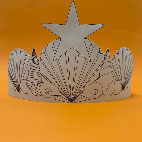 modèle de couronne de sirène - couronne de papier - bandeau - imprimable - artisanat pour enfants - costume - activité - coloriage-Téléchargement instantané-sirène