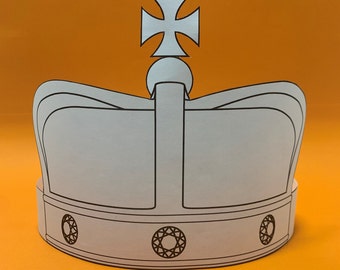 King and Queen Crown Paper Template – Printable Kids Coloring Activity (Instant Download)