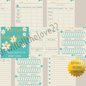 Daisy Theme Budget Planner for Moms: Family Finance Tracker (PDF Download)