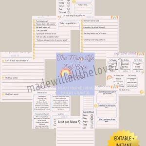 Mom Life Self-Care Journal: Rainbow Theme, Daily Prompts (Printable PDF)