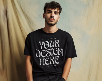 Comfort Colors 1717 Black Tshirt mockup, Model T-Shirt Mockup, Male t-shirt Mockup, Urban Studio