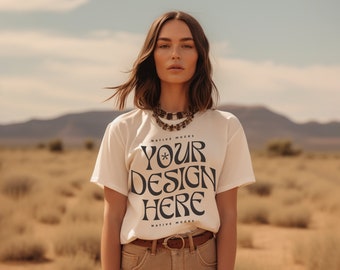 Gildan 5000 White Tshirt mockup, Fashion t-shirt mock up, Oversize shirt, Model mock-up