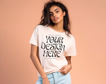 Comfort Colors White Tshirt mockup, Fashion t-shirt mock up, Model mock-up