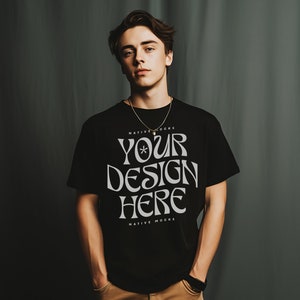 Comfort Colors 1717 Black Tshirt mockup, Model T-Shirt Mockup, Male t-shirt Mockup, Urban Studio