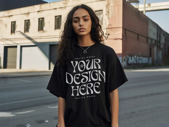 Comfort Colors Black Tshirt mockup, Fashion t-shirt mock up, Model mock-up, Oversized shirt mock
