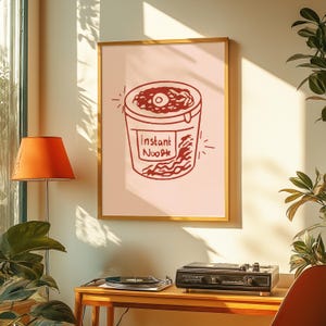 Instant Noodle Cup Ramen Poster | Japanese Food Kitchen Art | Digital Download