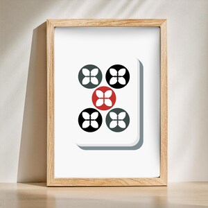 Five Circle Tile Mahjong Boardgame Room Poster | Unique Game Room Art | Digital Download
