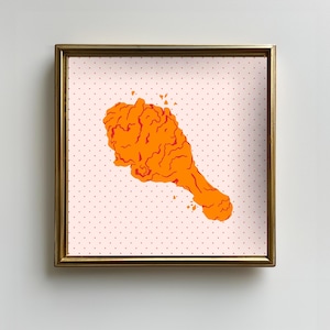 Fried Chicken Printable Art | Aesthetic Food Kitchen Decor | Digital Download