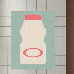 Yakult koreanisches Essen abstrakter ästhetischer Plakat-Druck | Kpop Lofi Subtil | Niedliche Joghurt Food Art