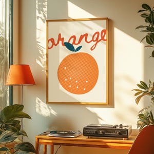 Abstract Orange Minimalist Kitchen Wall Decor | Trendy Summer Art Italian | Digital Download