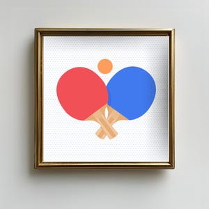 Table Tennis Ping Pong Paddle Red and Blue Pop Art Printable Poster | Sports Aesthetic Room Decor | Digital Download