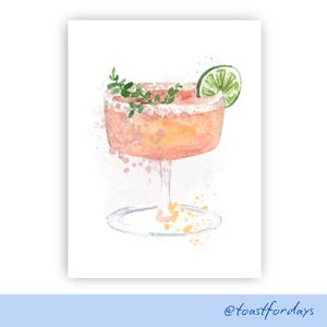 Aquarelle d'été au romarin Aperol Spritz Art cocktail | Téléchargement numérique
