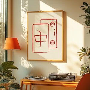Mahjong Tile Painted Style Poster | Unique Game Room Art | Digital Download