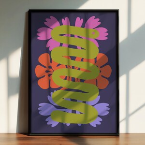 Aesthetic Floral Snack Abstract Symmetry Print | Cute Unique Trendy Wall Art Dark | Digital Download