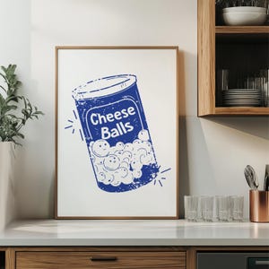 Cheese Puff Cheese Balls Snack Print | Kitchen Cute Pop Art | Digital Download