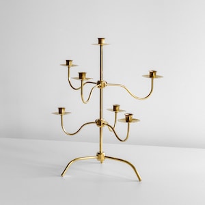 Vintage Scandinavian Brass Candelabra by Josef Frank for Svenskt Tenn | Mid Century Modern Candlestick Holder from Sweden, 1950s