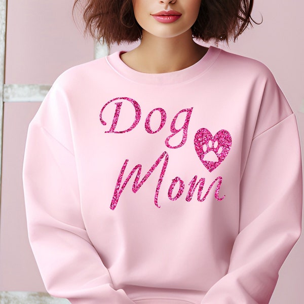 Dog Mom Glitter PNG, Dog Mom Sublimation Design, Dog mama png, Pink Lover Dog Owner PNG, Dog Mom Tshirt Design, Ready to Print Sublimate