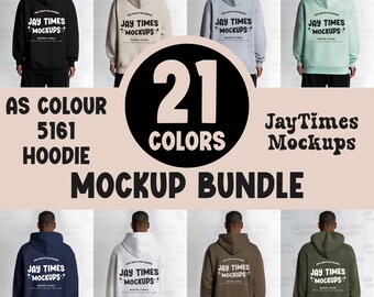 AS Colour 5161 Hoodie Back View Mockup Bundle AS5161 Hooded Sweatshirt Bundle Male Model Mockup Bundle Trendy Simple Oversized Hoodies
