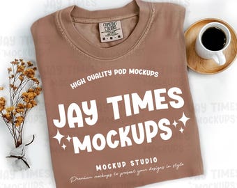 Flatlay Comfort Colors Espresso Mockup, C1717 flat lay folde T-shirt Mock, Short sleeve shirt mock, Comfort Colors mockup, 1717 mockup