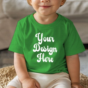 Rabbit Skins 3322 Apple Color Mockup, Baby Tee Shirt Mock, Moskup estetico, Infant Fine Jersey Mockup, Natural Mockup Baby, Camicia per bambini