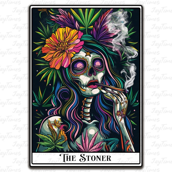 The Stoner Funny Tarot Card PNG, Witchy Weed Pot Smoker T-Shirt Mug PNG File, Cannabis Sublimation Design, 420 Tarot Card Digital Download